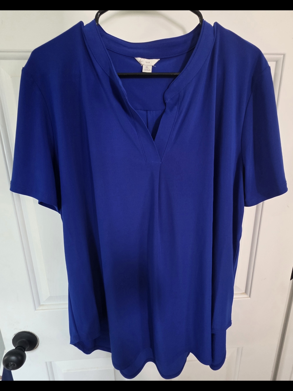 Bright Cobalt Split-Neck Short Sleeve